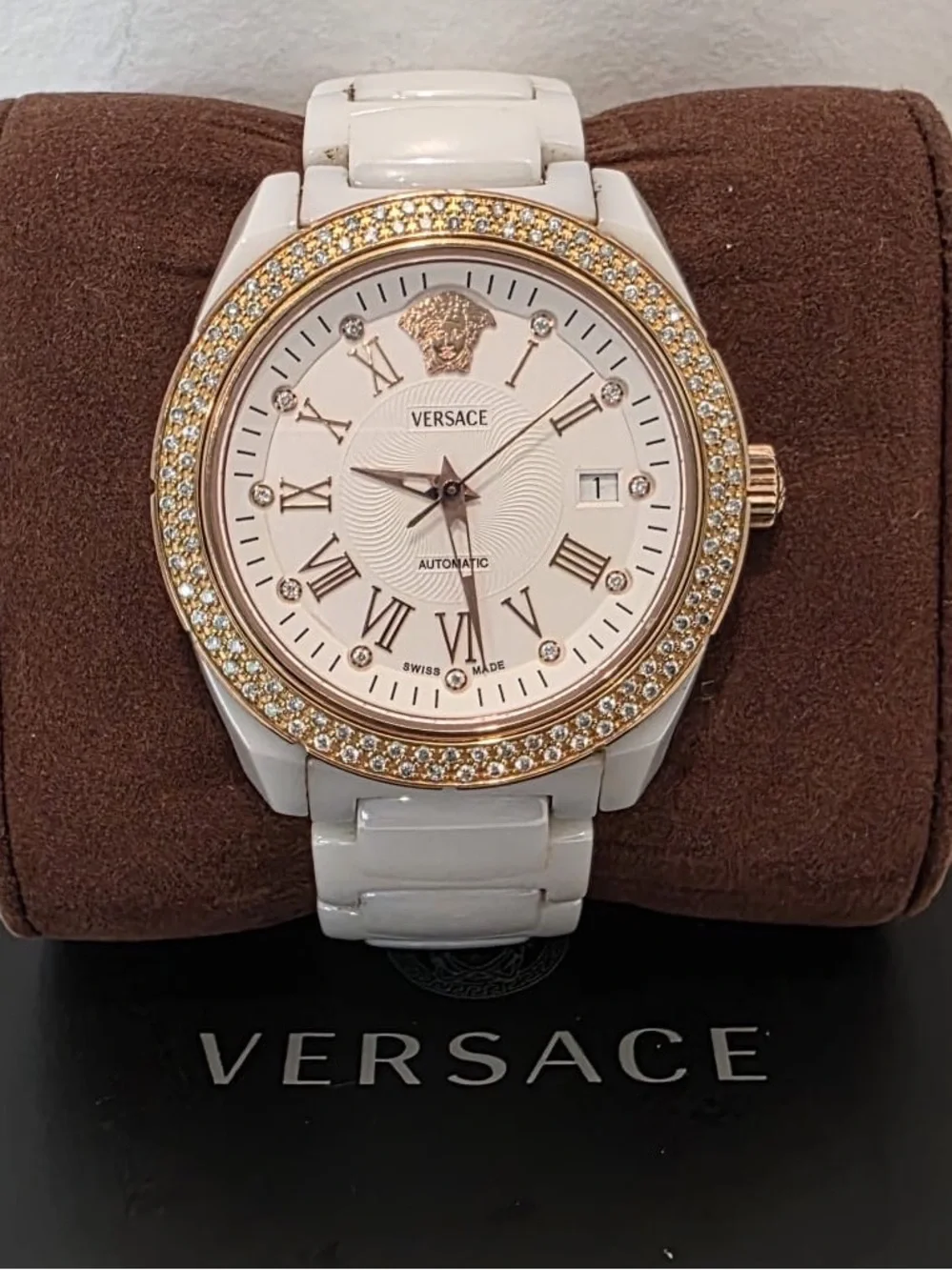 Versace gold Medusa Engraved Caseback Watch
